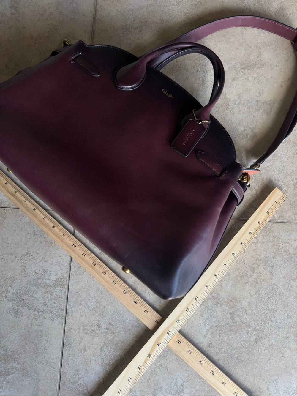 Soft Empire Carryall Bag 40 Coach Leather Satchel Bag in Burgundy - Picture 10 of 14